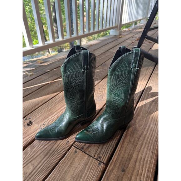 Vintage Code West Cowboys Boots Green Size 7.5 - Picture 2 of 8